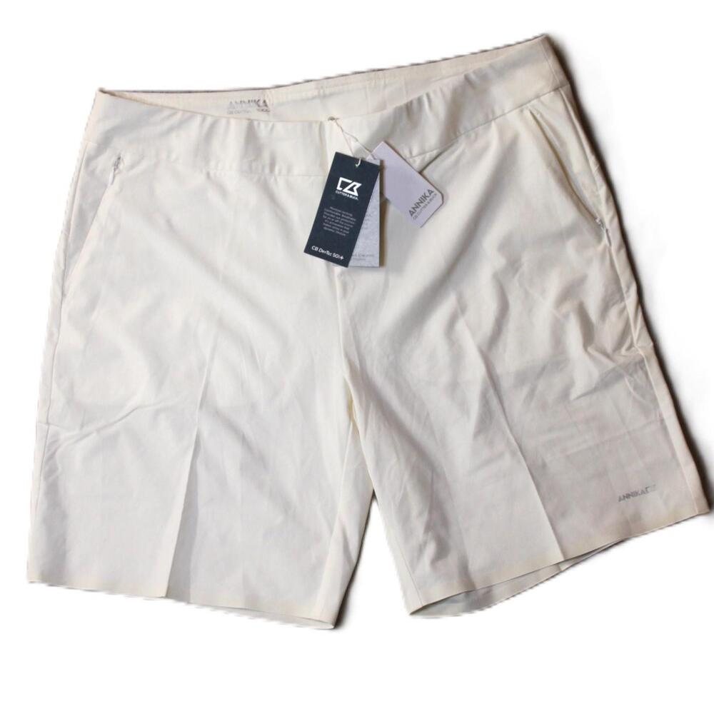 Annika Shorts Womens XL White Golf Athletic Pockets Stretch CB DRYTEC 50+